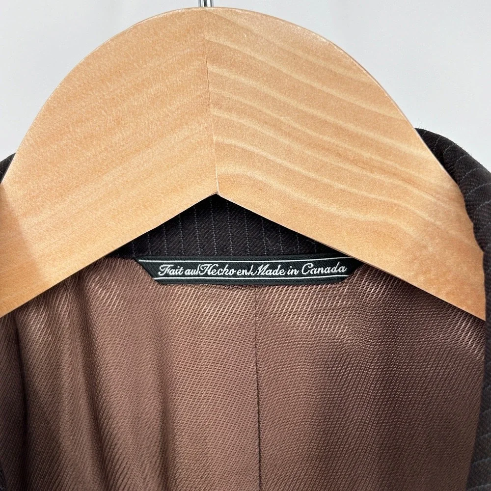 Jack Victor Wool Blazer Mens Vogue Pinstripe Jacket Made Canada Brown‎ 44S Short